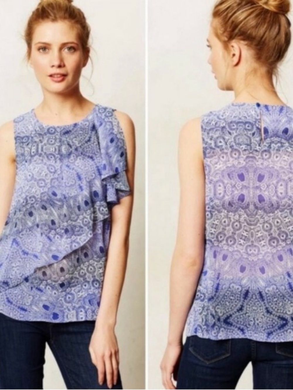 HD in Paris Anthropologie Paisley Ruffle Sleeveless Top